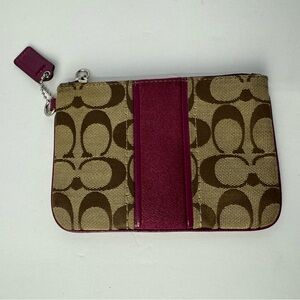 Coach Y2K Vintage Brown And Passion Berry Wristlet Signature Coloring